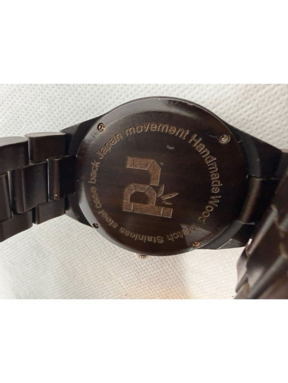 Men's 44mm Dark Sandalwood Wooden Watch Japanese Quartz Minimalist Baton Dial - Picture 11 of 11